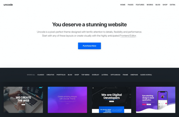 Uncode 테마 시작하기